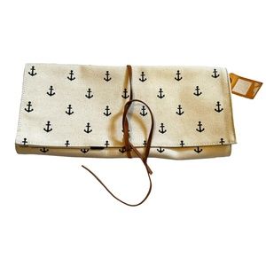 CB Station Canvas Multi Pocket Travel Roll Case Anchor Motif Tools Brushes